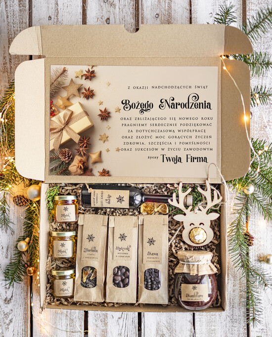 Prezenty oferta dla Firm kawa  herbata miód Prezenty na Boże Narodzenie dla klientów, bożonarodzeniowy prezent biznesowy dla firm z kawą  i  her 33/EkoDx/swieta