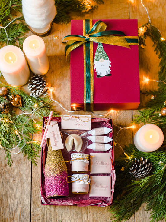 prezenty dla niej zestawy do grzańca romantyczny prezent dla żony na święta brokatowa butelka 02/szampan/WNO