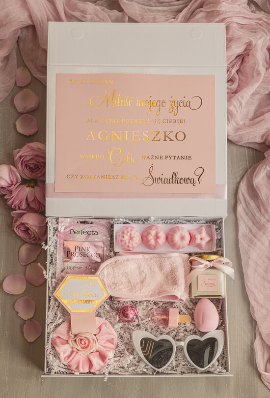 Prezenty dla świadków boxy prezentowy dla Świadkowej, prośba o świadkowanie  box czy zostaniesz moją świadkową pomysł na prezent dla świadkowej, zestaw beauty dla świadkowej, bo 09/boxNow/swiadkowa
