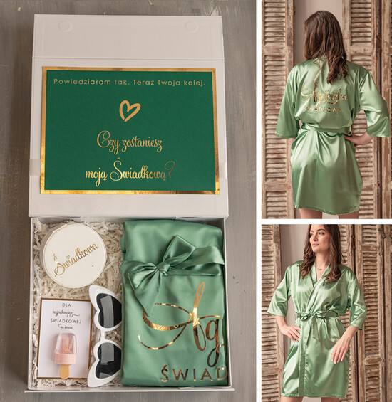 Prezenty dla świadków boxy prezentowy dla Świadkowej, prośba o świadkowanie  prezent dla druhny, pomysł na prezent dla świadkowej, Box prezentowy dla świadkowej, szlafrok w kolo 11/boxNowSz/swiadkowa