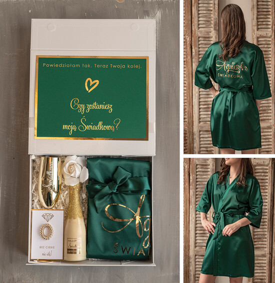 Prezenty dla świadków boxy prezentowy dla Świadkowej, prośba o świadkowanie  czy zostaniesz moją świadkową pomysł na prezent dla świadkowej, Box prezentowy dla świadkowej z ziel 18/boxNowSz/swiadkowa