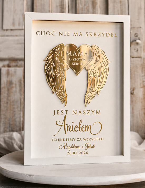Prezenty dla Mamy ramki, puzzle, ramki na zdjęcia  prezent od serca ramka z okazji dnia mamy, podziękowanie złote serce i kwiaty w ramce - prezent na d 01/serceAN/DLAMAMY