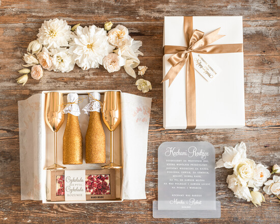 Prezenty, Podziękowania dla Rodziców zestawy prezentowe do wina i szampana  podziękowania pamiatki dla rodziców 07/BOXszamD/Rodzice