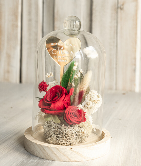 Prezenty dla Mamy flowerboxy, box ze słodyczami  prezent na dzień Mamy, prezent dla mamy flowerbox z suszonych kwiatów, suszone kwiaty w szkle, pomys 07/FBmini/Mama