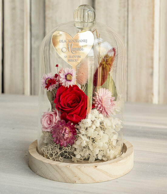 Prezenty dla Mamy flowerboxy, box ze słodyczami  prezent na dzień Mamy, prezent dla mamy flowerbox z suszonych kwiatów, suszone kwiaty w szkle, pomys 09/FBmini/Mama