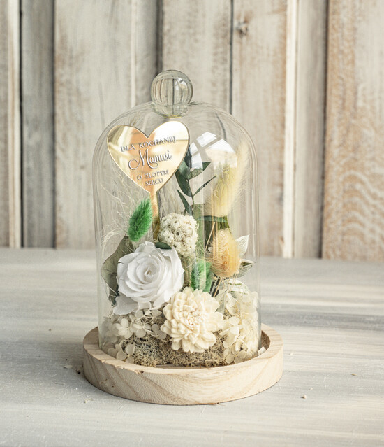 Prezenty dla Mamy flowerboxy, box ze słodyczami  prezent na dzień Mamy, prezent dla mamy flowerbox z suszonych kwiatów, suszone kwiaty w szkle, pomys 12/FBmini/Mama
