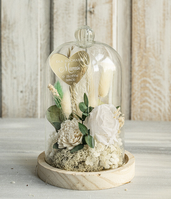 Prezenty dla Mamy flowerboxy, box ze słodyczami  prezent na dzień Mamy, prezent dla mamy flowerbox z suszonych kwiatów, suszone kwiaty w szkle, pomys 13/FBmini/Mama