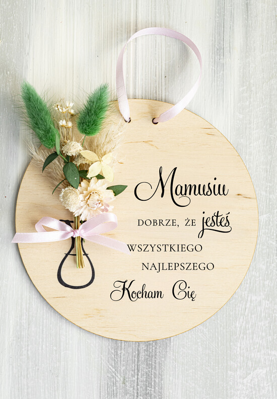 Prezenty dla Mamy flowerboxy, box ze słodyczami  drewniana tabliczka z życzeniami na dzień Mamy prezent dla Mamy z okazji dnia Matki, kwiaty prezent  03/DrFB/Mama