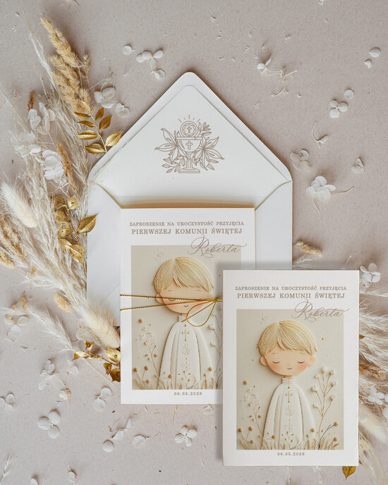 Zaproszenia na Komunię  chłopiec delikatne zaproszenia Komunijne proste zaproszenie na komunię dla chłopca zaproszenia na komunię ze  01/sklSznCh/Komunia