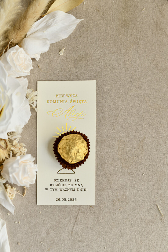 Podziękowania dla gości na komunii podziękowania dla gości czekoladki prezent dla gości komunijnych, pralinki upominki komunijne, Oryginalne podziękowania dla  03/czeko/Komunia