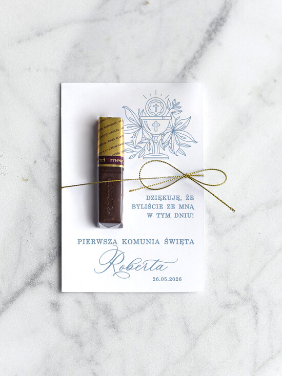 Podziękowania dla gości na komunii podziękowania dla gości czekoladki dla gości komunijnych, czekoladki merci prezenty dla gości na Komunii , upominki komunijn 01/czeko/KomMg