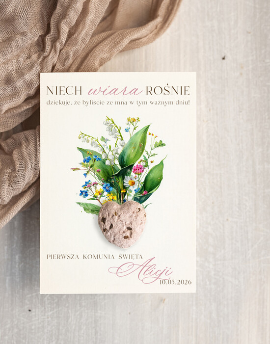 Podziękowania dla gości na komunii podziękowania dla gości podziękowania dla gości na komunii, prezenciki dla gości, podziękowanie upominek nasionka kwiatów 04/VBOT/KomPGNsrc