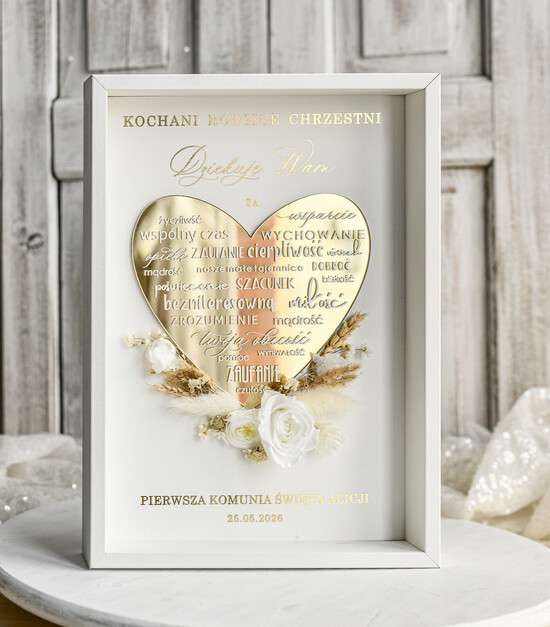 podziękowania dla najbliższych  Podziękowania w Ramie podziękowanie dla Matki Chrzestnej na Komunię, Komunijne podziękowania dla Matki i Ojca Chrzestnego  04/RamaBuk3D/PodzKom