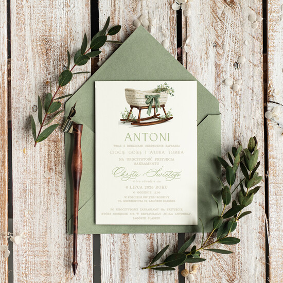 ZAPROSZENIA NA CHRZCINY dla chłopca proste zaproszenie na Chrzest, zaproszenie na chrzciny, Eleganckie zaproszenie na chrzest 06/JK/ChrzZ