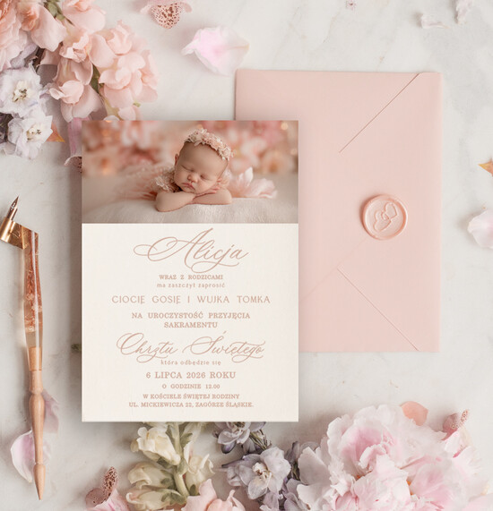 ZAPROSZENIA NA CHRZCINY dla dziewczynki  piekne zaproszenie na Chrzest Niebieskie Klasyczne zaproszenie na chrzciny, zaproszenia na chrzciny  03/JK1zdj/ChrzZ