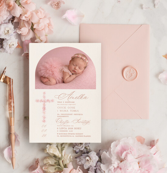 ZAPROSZENIA NA CHRZCINY dla dziewczynki  piekne zaproszenie na Chrzest Niebieskie Klasyczne zaproszenie na chrzciny, zaproszenia na chrzciny  06/JK1zdj/ChrzZ