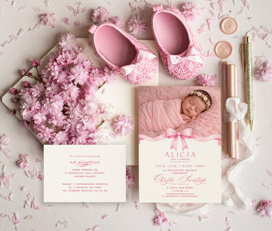 ZAPROSZENIA NA CHRZCINY dla dziewczynki  piekne zaproszenie na Chrzest Niebieskie Klasyczne zaproszenie na chrzciny, zaproszenia na chrzciny  01/JK1zdj/ChrzZ