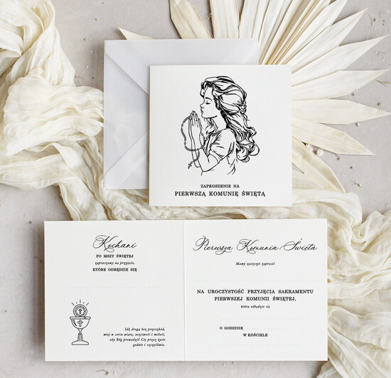 Gotowe zaproszenia na Komunię  dla dziewczynki kalendarz książkowy A5 02/dzDW/KomZ