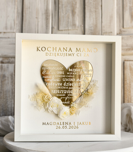 Prezenty, Podziękowania dla Mamy  Ozdobne Ramy podziękowanie dla Mamy od Pary Młodej Rama z kwiatami dla Mamy 25x25 cm  07/serceRkw/mama