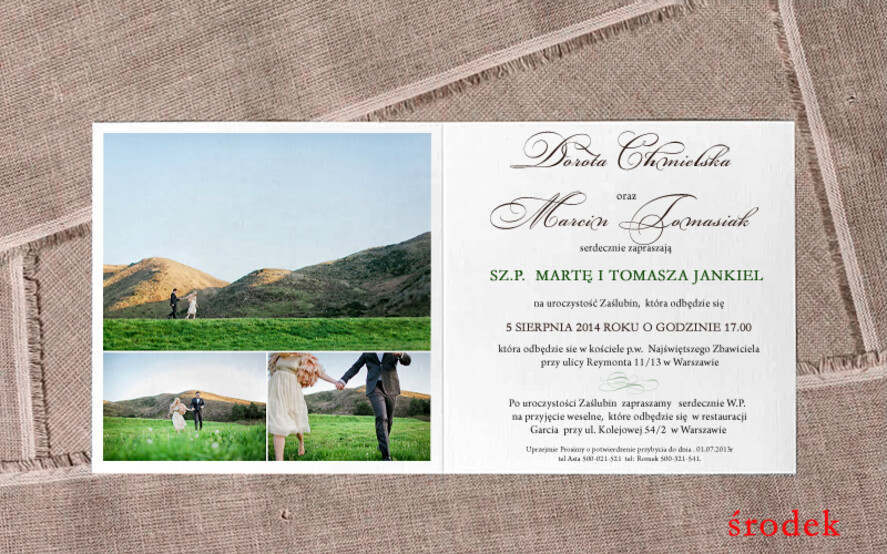 Zaproszenia ślubne Ze zdjęciem  minimalistyczne zaproszenia ślubne ze zdjęciem Foto zaproszenie na ślub pamiątka dla gości Wasze Fotki 1