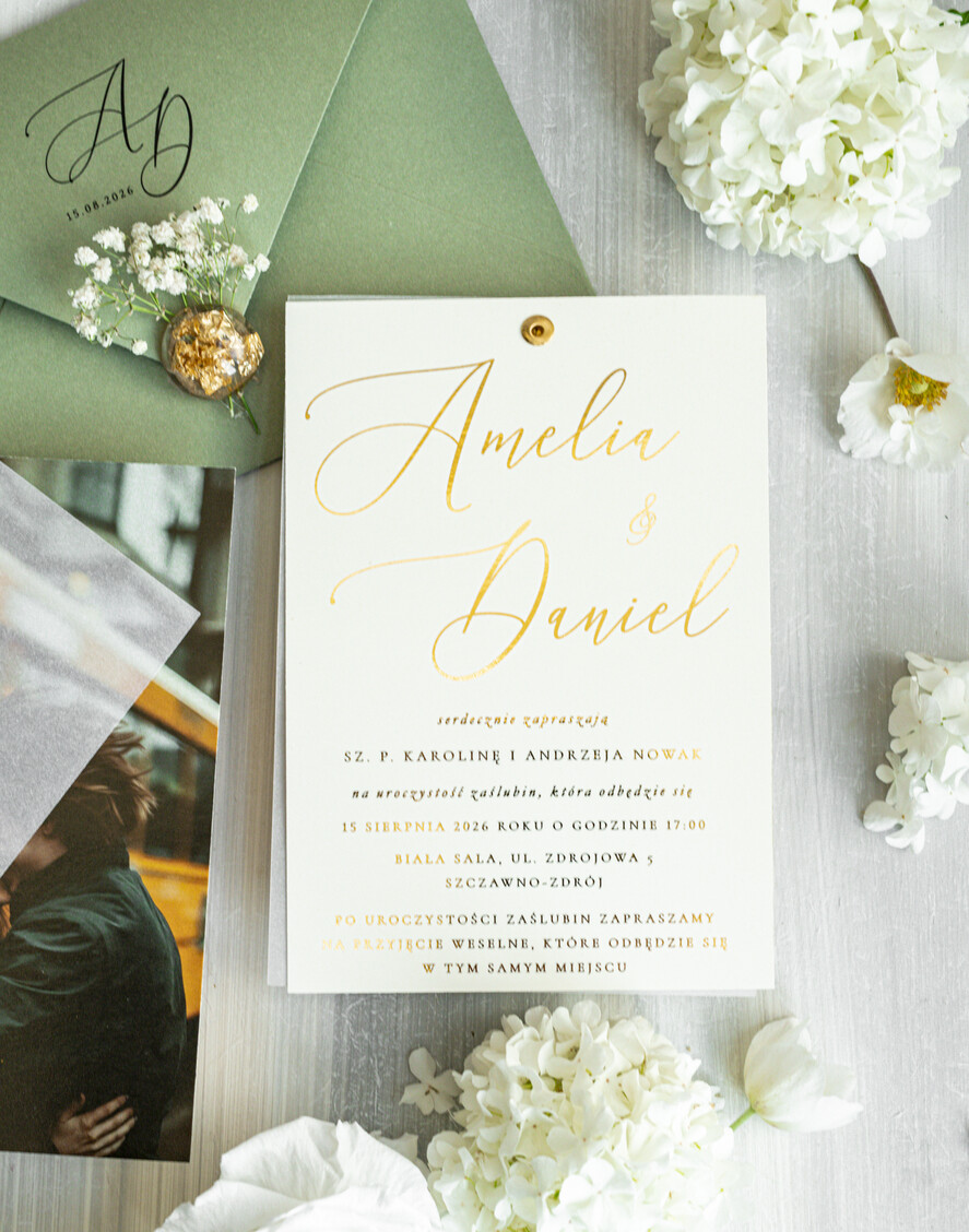 Zaproszenia ślubne Ze zdjęciem  modne zaproszenia na ślub ze zdjęciem dla gości na pamiątkę, zaproszenia ślubne ze zdjęciem, ślubne zaproszenia z ozdobnym okrągłym nitem3