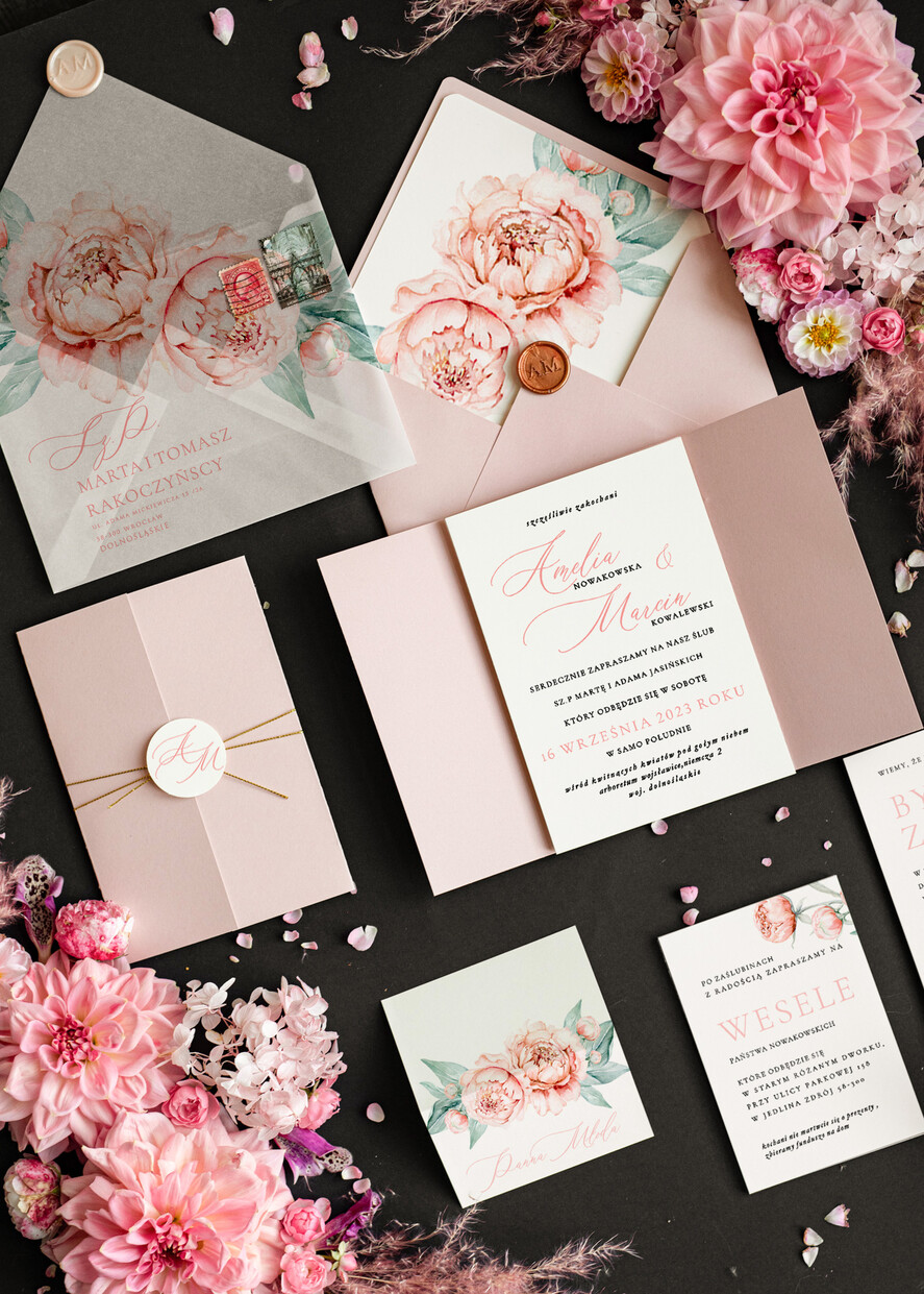 Zaproszenia ślubne Natura Proste Kremowe Zaproszenia Ślubne Boho Peonie  Minimalistyczne Zaproszenia na Ślub Delikatne Zaproszenie Ślubne1