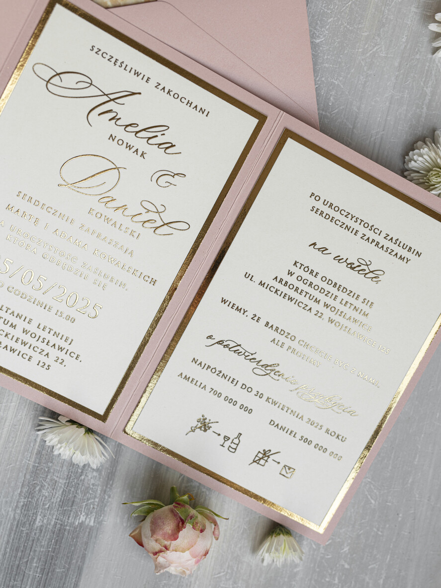 Zaproszenia ślubne Złote Glamour Oryginalne Zaproszenia Na Ślub Idealne Na Wesele W Plenerze, Eleganckie Zaproszenie Ślubne Z Trawą Pampasową, Złote Zaproszenia Na Ślub I Wesele, Trawa Pampasowa Na Zaproszeniach Ślubnych10