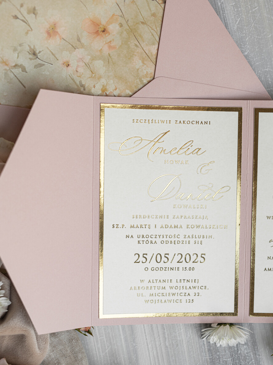 Zaproszenia ślubne Złote Glamour Oryginalne Zaproszenia Na Ślub Idealne Na Wesele W Plenerze, Eleganckie Zaproszenie Ślubne Z Trawą Pampasową, Złote Zaproszenia Na Ślub I Wesele, Trawa Pampasowa Na Zaproszeniach Ślubnych11