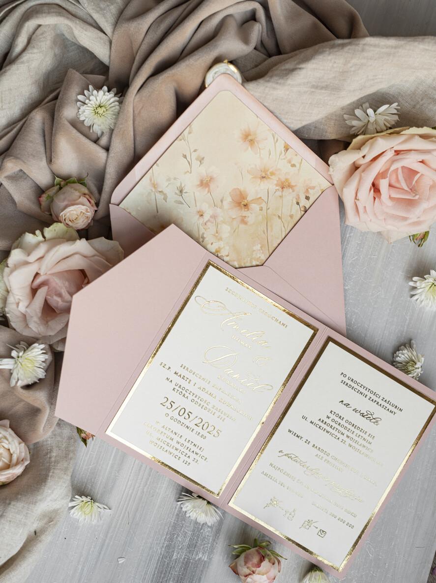 Zaproszenia ślubne Złote Glamour Oryginalne Zaproszenia Na Ślub Idealne Na Wesele W Plenerze, Eleganckie Zaproszenie Ślubne Z Trawą Pampasową, Złote Zaproszenia Na Ślub I Wesele, Trawa Pampasowa Na Zaproszeniach Ślubnych13