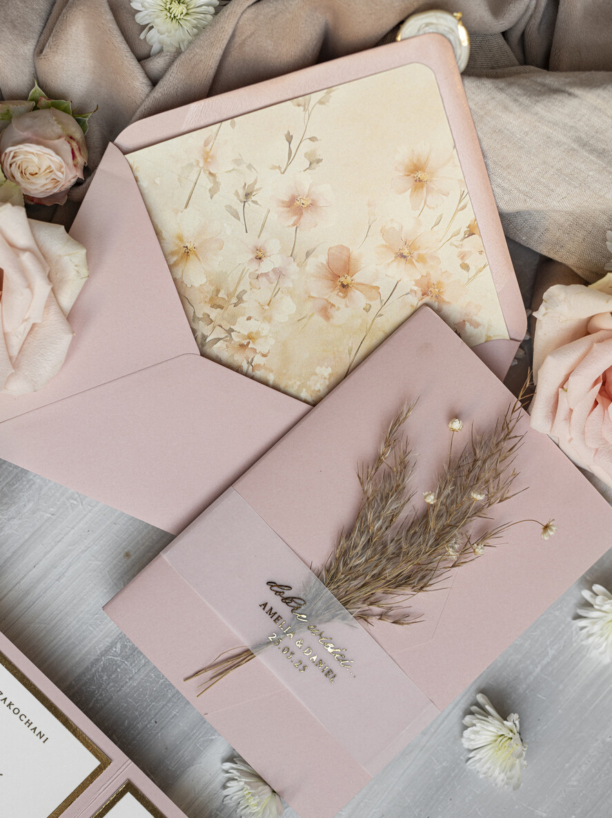Zaproszenia ślubne Złote Glamour Oryginalne Zaproszenia Na Ślub Idealne Na Wesele W Plenerze, Eleganckie Zaproszenie Ślubne Z Trawą Pampasową, Złote Zaproszenia Na Ślub I Wesele, Trawa Pampasowa Na Zaproszeniach Ślubnych15