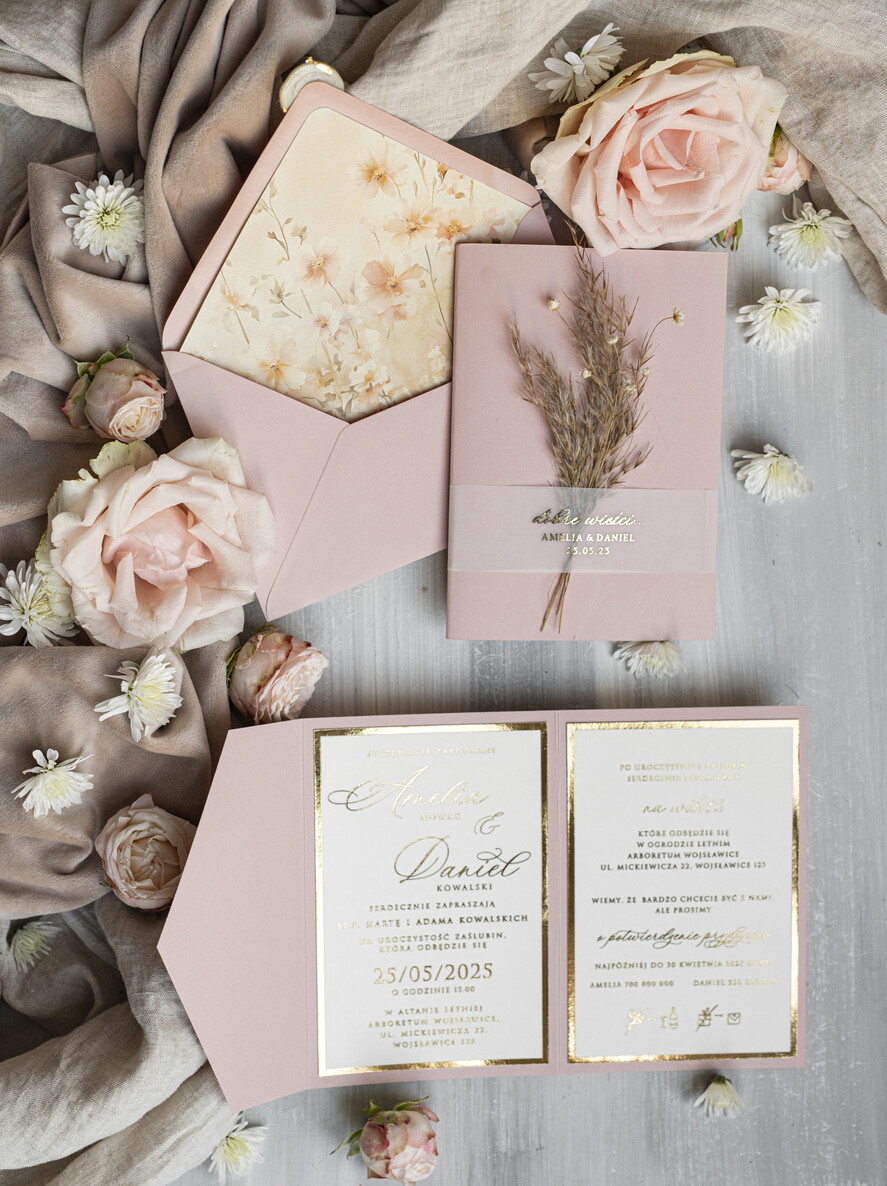Zaproszenia ślubne Złote Glamour Oryginalne Zaproszenia Na Ślub Idealne Na Wesele W Plenerze, Eleganckie Zaproszenie Ślubne Z Trawą Pampasową, Złote Zaproszenia Na Ślub I Wesele, Trawa Pampasowa Na Zaproszeniach Ślubnych16
