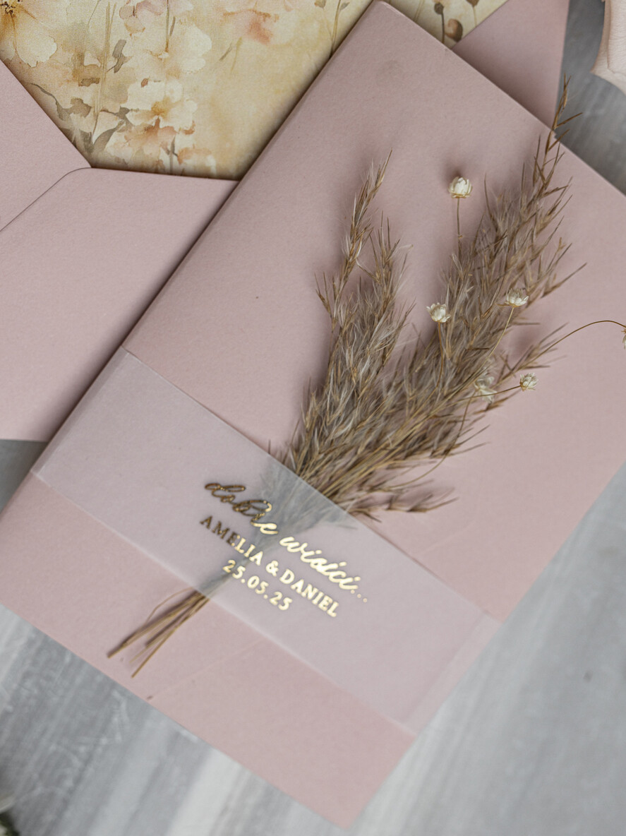 Zaproszenia ślubne Złote Glamour Oryginalne Zaproszenia Na Ślub Idealne Na Wesele W Plenerze, Eleganckie Zaproszenie Ślubne Z Trawą Pampasową, Złote Zaproszenia Na Ślub I Wesele, Trawa Pampasowa Na Zaproszeniach Ślubnych5