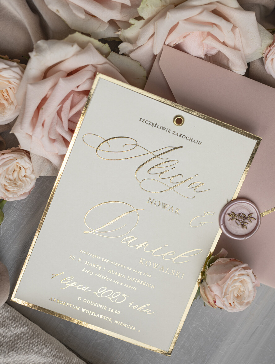 Zaproszenia ślubne Złote Glamour orginalne zaproszenia na ślub, glamour złota i srebrna folia11