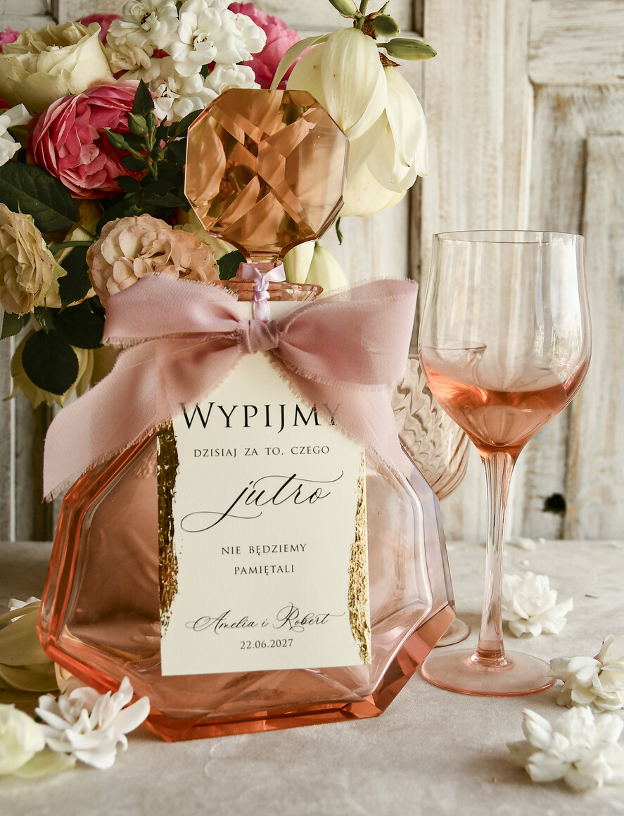 Zawieszki na butelki glamour zawieszki ślubne na butelki, eleganckie etykietki na butelkę, dekoracje stołu weselnego0