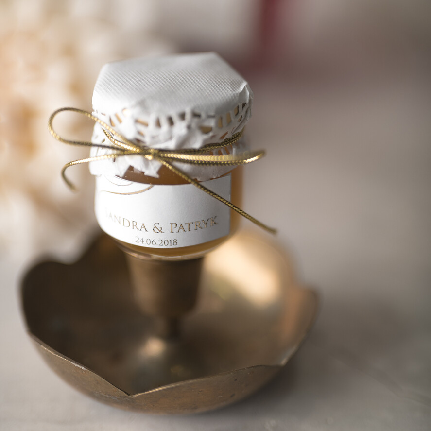 Podziękowania dla Gości Weselnych Miody i słoiczki Nutella podziękowania gościom weselnym, personalizowany miodek0