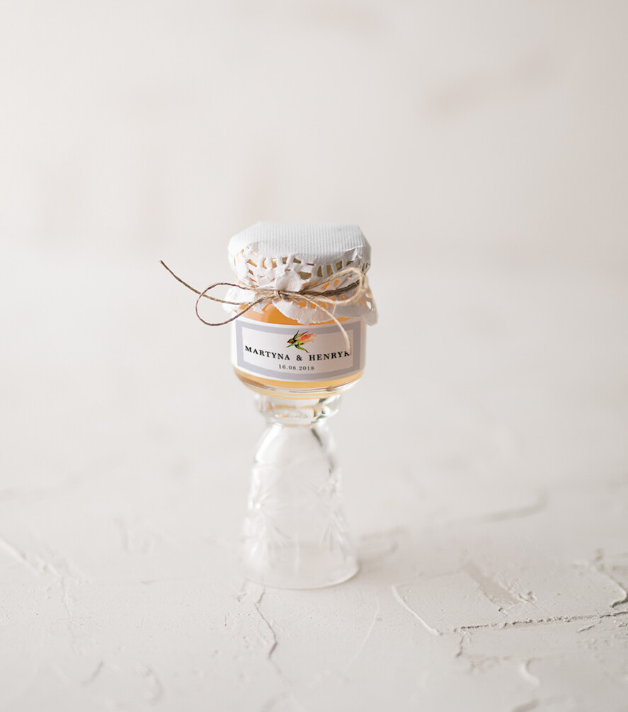 Podziękowania dla Gości Weselnych Miody i słoiczki Nutella cudowne podziękowania, personalizowany słoiczek z miodem0