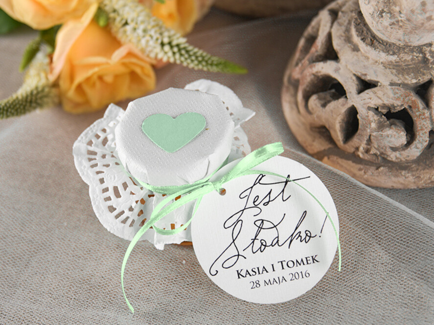 Podziękowania dla Gości Weselnych Miody i słoiczki Nutella ślubne upominki dla gości, male sloiczki z miodem2