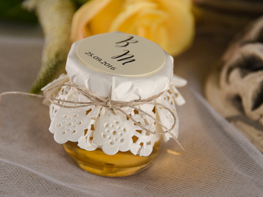 Podziękowania dla Gości Weselnych Miody i słoiczki Nutella personalizowane podziękowania dla gości weselnych, słoiczki miodu0