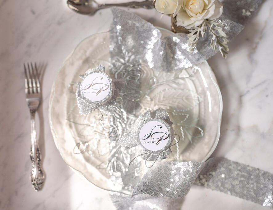 Podziękowania dla Gości Weselnych Miody i słoiczki Nutella ślubne upominki dla gości łakocie słoiczki na miód miodek  srebrne napisy4