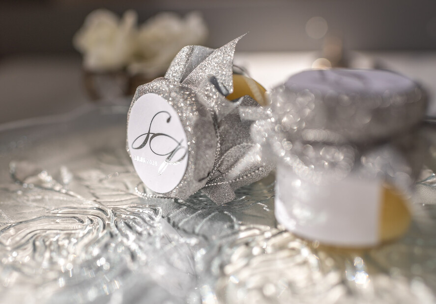 Podziękowania dla Gości Weselnych Miody i słoiczki Nutella ślubne upominki dla gości łakocie słoiczki na miód miodek  srebrne napisy6