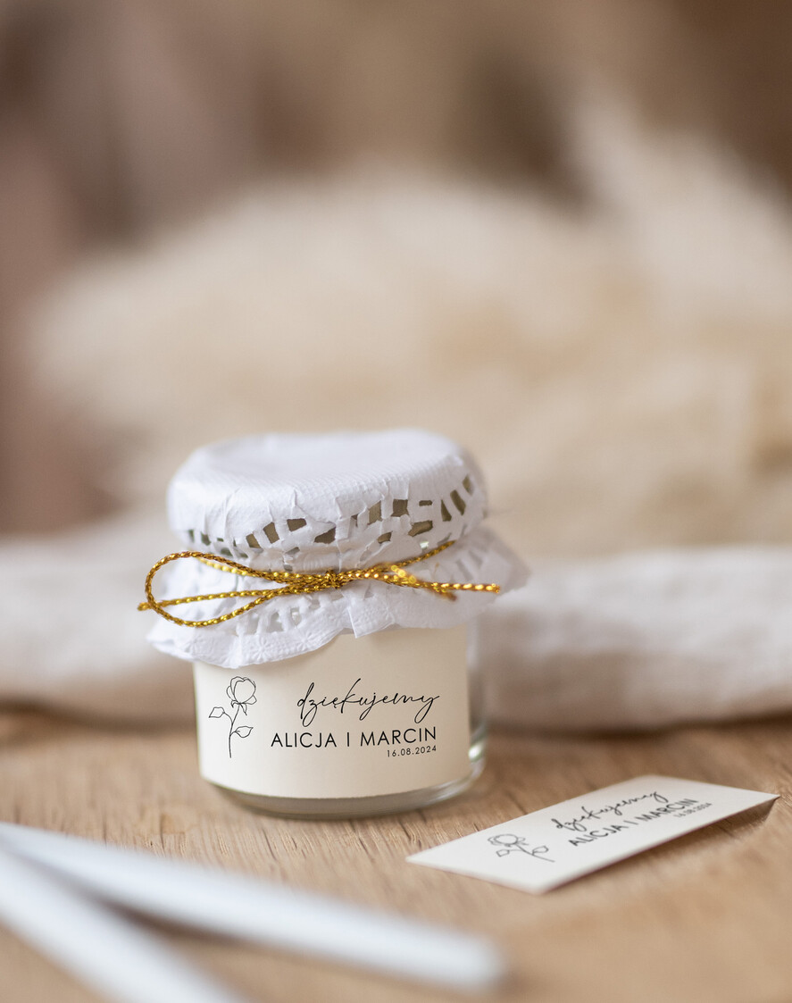 Podziękowania dla Gości Weselnych Miody i słoiczki Nutella prezencik dla gości weselnych, mini sloiczki z miodkiem1