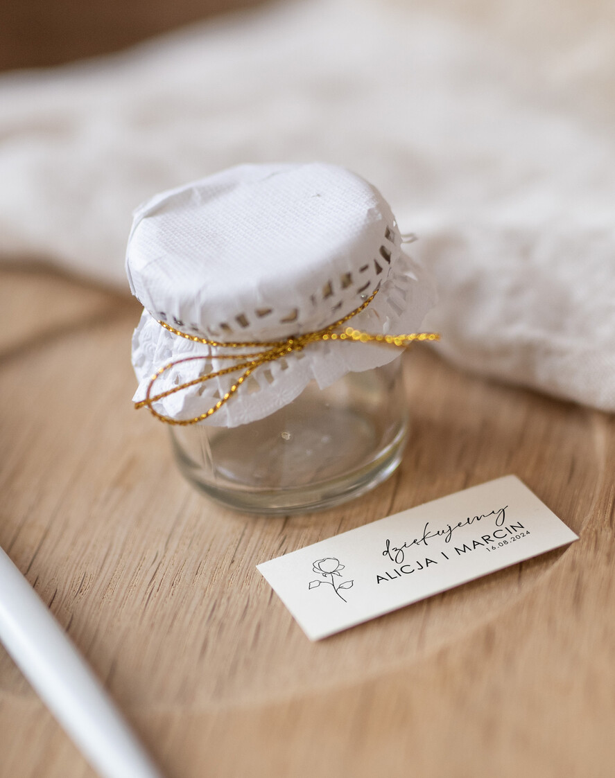 Podziękowania dla Gości Weselnych Miody i słoiczki Nutella prezencik dla gości weselnych, mini sloiczki z miodkiem0