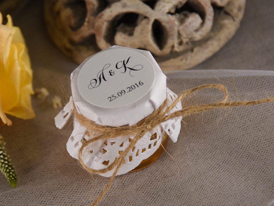 Podziękowania dla Gości Weselnych Miody i słoiczki Nutella podziękowania dla gości weselnych za przybycie, miody w sloiczku2