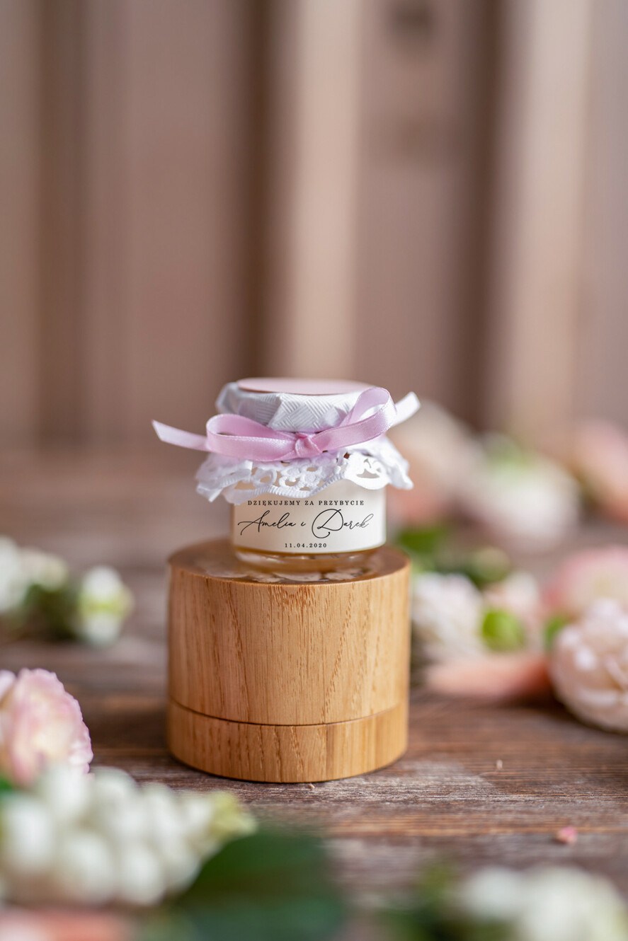 Podziękowania dla Gości Weselnych Miody i słoiczki Nutella podziekowania dla gosci weselnych, miodziki w słoiczku1