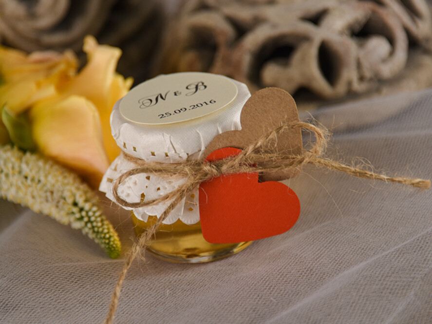 Podziękowania dla Gości Weselnych Miody i słoiczki Nutella prezenciki podziękowania dla gości weselnych, miód w słoiczku1