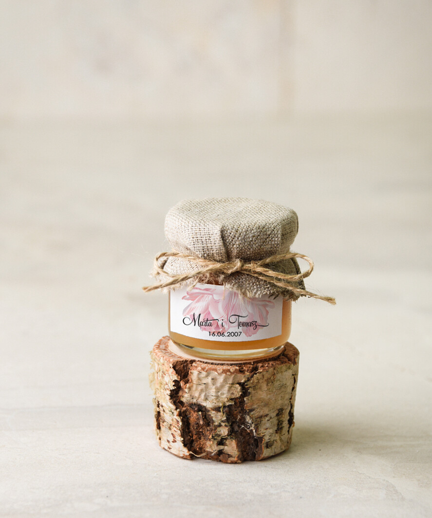 Podziękowania dla Gości Weselnych Miody i słoiczki Nutella cudowne podziękowania, miodki na ślub0