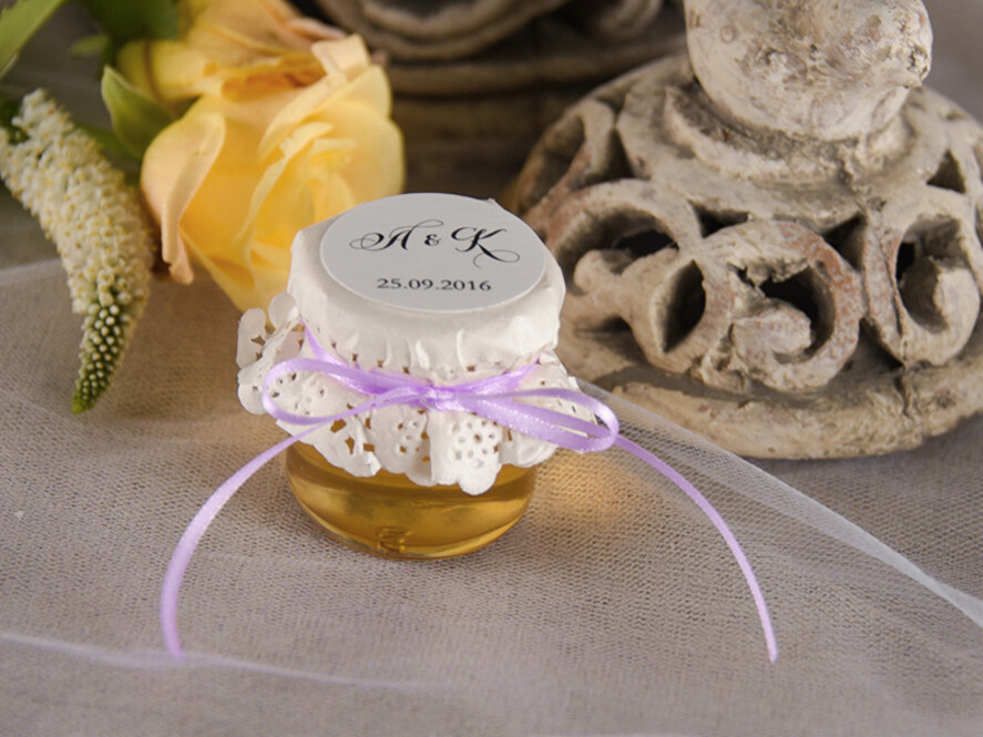Podziękowania dla Gości Weselnych Miody i słoiczki Nutella podziękowania prezenciki dla gości weselnych, mini sloiczki miodek2