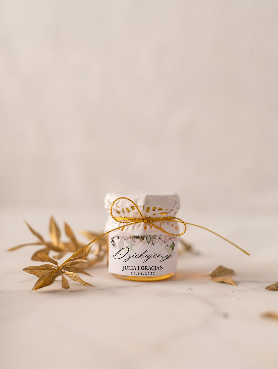 Podziękowania dla Gości Weselnych Miody i słoiczki Nutella oryginalne prezenty dla gości weselnych, miodki w słoiczkach0