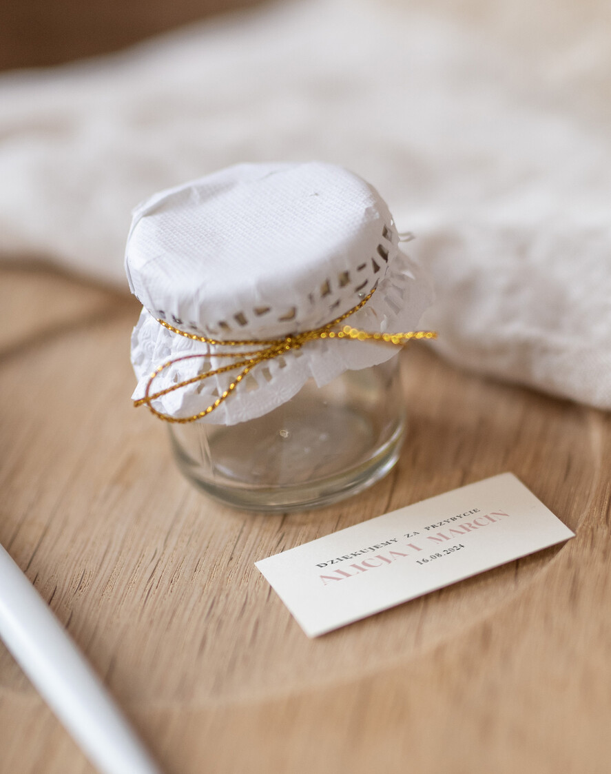 Podziękowania dla Gości Weselnych Miody i słoiczki Nutella prezent dla gości weselnych, male sloiczki z miodem1