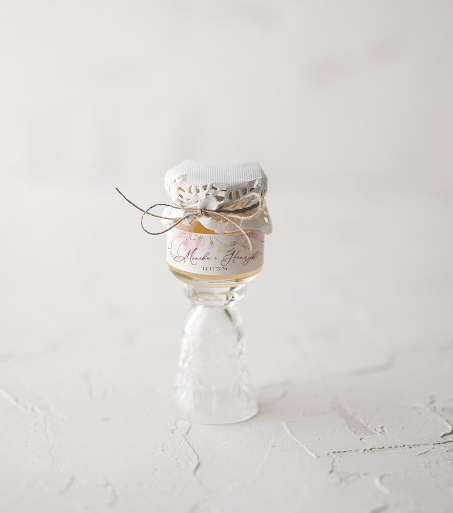 Podziękowania dla Gości Weselnych Miody i słoiczki Nutella prezent dla gości weselnych, słoiczek miodu z personalizacją0